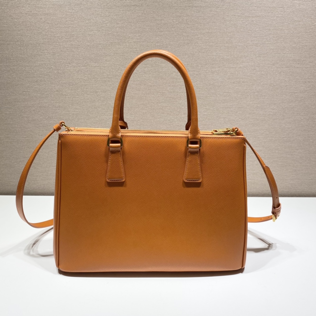 Prada Large Galleria Saffiano Leather Bag Tote Shoulder Bag Orange 1BA274